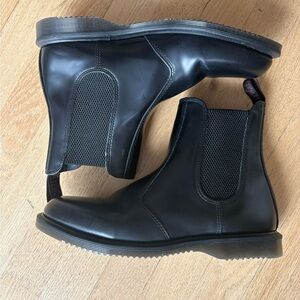 Dr. Martens Flora Black Leather Ankle Boots